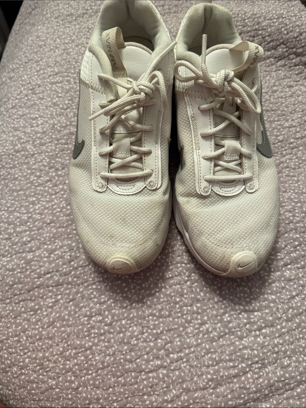 Nike Kids White Sneakers with Gray Swoosh